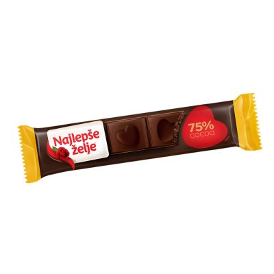 ČOKOLADA NAJLEPŠE ŽELJE 30G CRNA 75 KAKAO