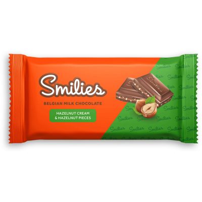 SMILIES CHOCOLATE WITH HAZELNUT CREAM&HAZELNUT PIECES 98G