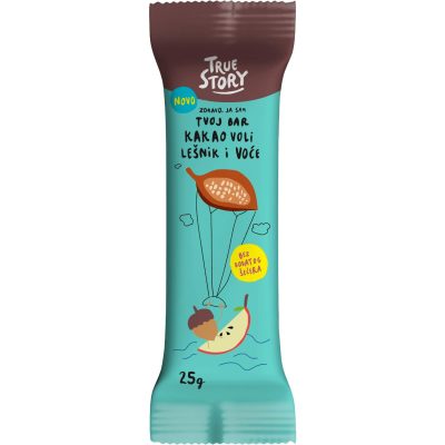 BAR BEZ ŠEĆERA KAKAO LEŠNIK I VOĆE TRUE STORY 25G