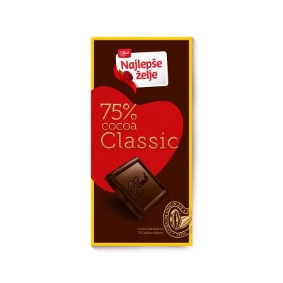 ČOKOLADA CRNA 70% KAKAO NAJLEPŠE ŽELJE 75G