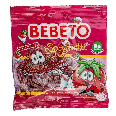 BOMBONE GUMENE SPAGHETTI STRAWBERRY BEBETO 80G