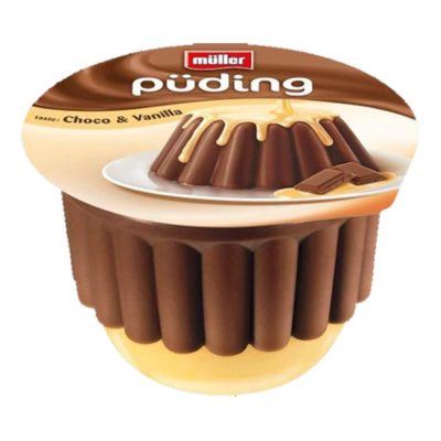 PUDING ČOKOLADA PRELIV VANILA 450G MULLER