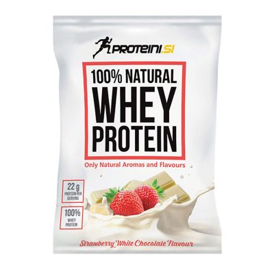 PROTEIN WHEY JAGODA BELA ČOKOLADA PROTEINI.SI 30G
