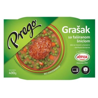 GRAŠAK SA FAŠIRANOM ŠNICLOM PREGO 400G