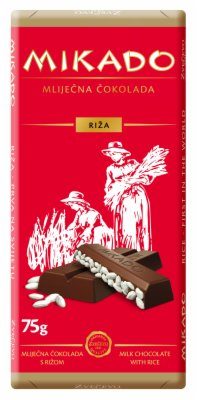 ČOKOLADA MLEČNA RIŽA MIKADO 75G