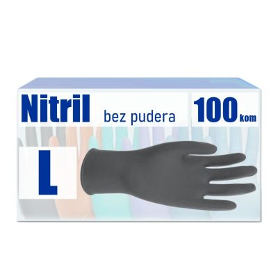 Rukavice NITRILNE CRNE 100/1 bez pudera L