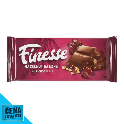 ČOKOLADA LEŠNIK I GROŽĐE 80G FINESS