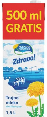 MLEKO UHT ZDRAVO 2%MM 1L+500ML GRATIS TB