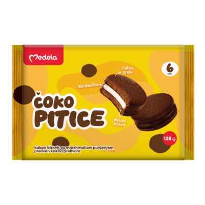 KEKS SENDVIČ ČOKO PITICE KAKAO MEDELA 138G