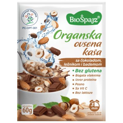 KAŠA ORGANSKA OVSENA ČOK.LEŠ.BADEM BIO ŠPAJZ 60G