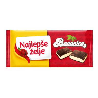 ČOKOLADA MLEČNA BANANICA CRNA NAJLEPŠE ŽELJE 184G